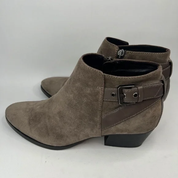 AQUATALIA Made in Italy 🇮🇹 LEATHER Farin Brushed Oil Suede Taupe Booties 8.5M